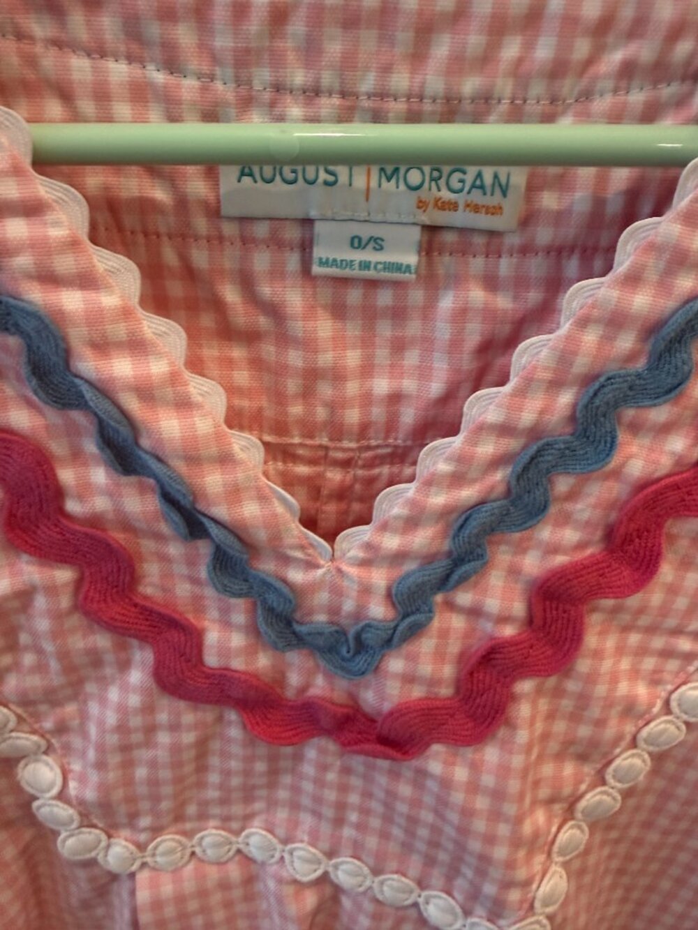 Gingham Ric Rac Kaftan August Morgan OS - Picture 4 of 4